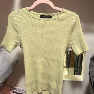 ZESICA Women's Short Sleeve Ribbed Top - Soft Yellow